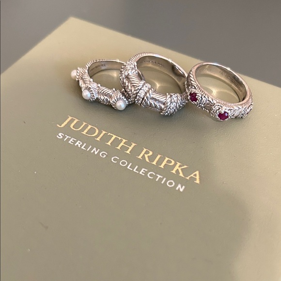 Judith Ripka Jewelry - Judith Ripka sterling silver stack rings. Set of 3. Size 8